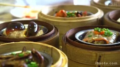中国的传统食品，蒸竹托盘饮茶点心